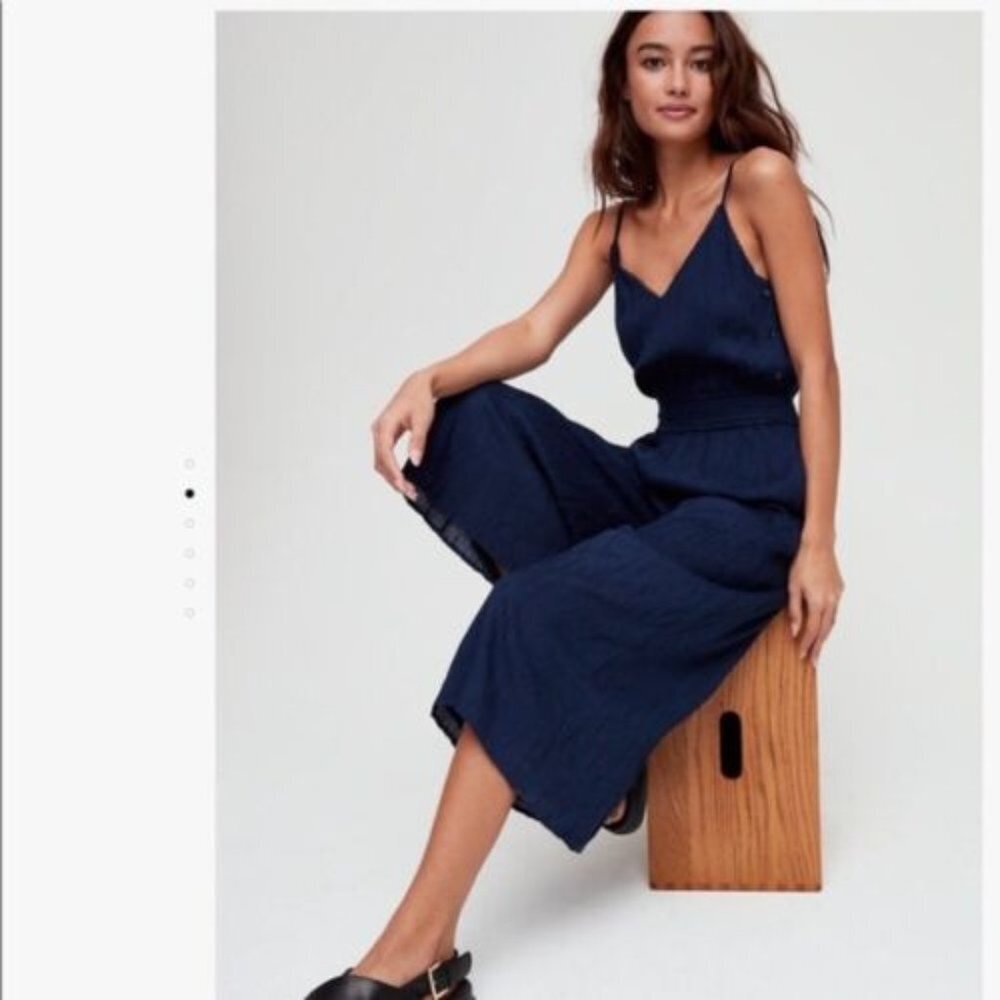 Wilfred Aritzia Irene La Bohème Navy Jumpsuit - Picture 2 of 9